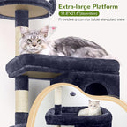 Globlazer Heavy Duty Cat Trees for Large Cats, Sturdy 72in Maine Coon Cat Tree for Large Cats 20 lbs+ Heavy Duty Cat Tower for Adult Biggest Cat with 6 Scratching Posts, Hammock, S72, Smoky Gray