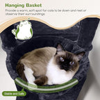 Globlazer Cat Tree Tower, 76-Inch Extra Tall Multi-Level Cat Furniture with Cozy Condos, Hammock and Perches for Adult Cats, Perfect for Climbing, Scratching, and Play, F76, Dark Grey