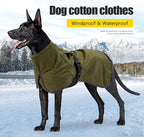 Dog Raincoat - Waterproof Dog Winter Jackets Windproof Coat with Velvet Inner Winter Dog Rain Coat with Reflective Strip,Green 3XL