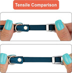 OOPSDOGGY Rolled Leather Cat Collar with Bell, Reflective Kitten Collars with Buckle Include Safety Elastic Strap - Adjustable Small Pet Collars for Boy Girl Cats (Blue)