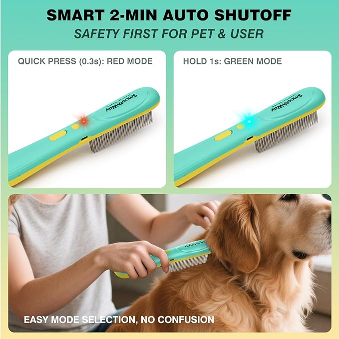 Professional Dual-Mode Flea Comb for Poodles – Micro-Current Assist, Audible Alert, Negative Ion Detangler & Dematting Grooming Tool, USB-C Rechargeable for Long-Haired Pets