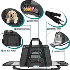 PetAmi Airline Approved Soft Sided Dog & Cat Carrier, Ventilated Pet Carrying Bag - Medium/Large, Heather Dark Gray