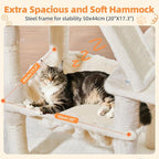 Taoqimiao Cat Tree 57.5-Inch, Cat Tower for Indoor Cats Large Adult, Extra Large Cat Condo, 8 Sisal Scratching Posts, Metal Frame Cozy Hammock, Durable Scratch Board, 2 Top Perches, Beige MS026M
