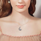 Black Cat/Fox/Owl/Panda/Butterfly/Cat/Dog Paw Print/Mushroom for Women Sterling Silver Animal Pendant Necklace Jewelry Christmas Birthday Gifts for Couples Sisters