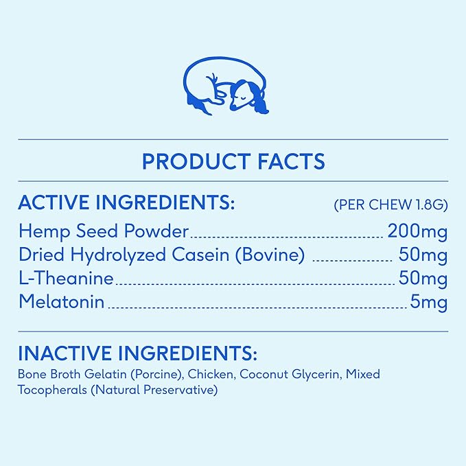 Native Pet Calming Chews for Dogs - Melatonin for Dogs Anxiety Relief - Grain Free All Natural Hemp Calming Treats & L-Theanine Helps Manage Stress & Separation Anxiety - Puppy Sleep Aid - 120 Chews