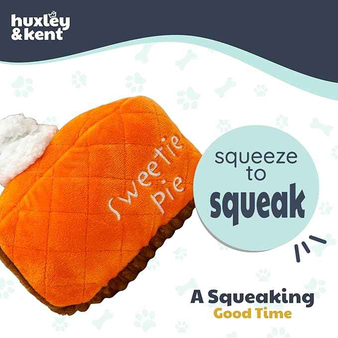 Huxley & Kent Funny Dog Toy w/Squeaker – Fall Power Plush Squeaky Dog Toys for Small, Medium & Large Dogs – Soft Stuffed Animal for Indoor Play & Fetch - Punkin Pie, Large