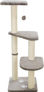 TRIXIE Altea Cat Tree, Tall Scratching Posts, 3 Elevated Platforms, Dangling Cat Toy, Cat Playground, Platinum Gray