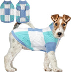 Turtleneck Pet Sweaters for Dogs Boys or Girls,Color Inlay and Moving Needle Pattern Dog Sweater,Pet Clothes,Dog Sweaters,Suitable for Various Breeds Dogs or Sizes(Blue Group,L)