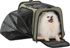 Petsfit Expandable Cat Carrier Dog Carrier, Soft-Sided Collapsible Portable Pet Carrier, 19x12x12, Green