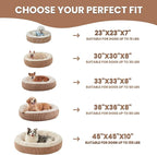 23 inches Donut Dog Bed for Small Dogs - Calming Round Puppy Bed with Removable &Washable Cover, Plush Faux Fur & Corduroy Pet Bed for Cats, Fits Pets up to 15 lbs(Brown,Small)