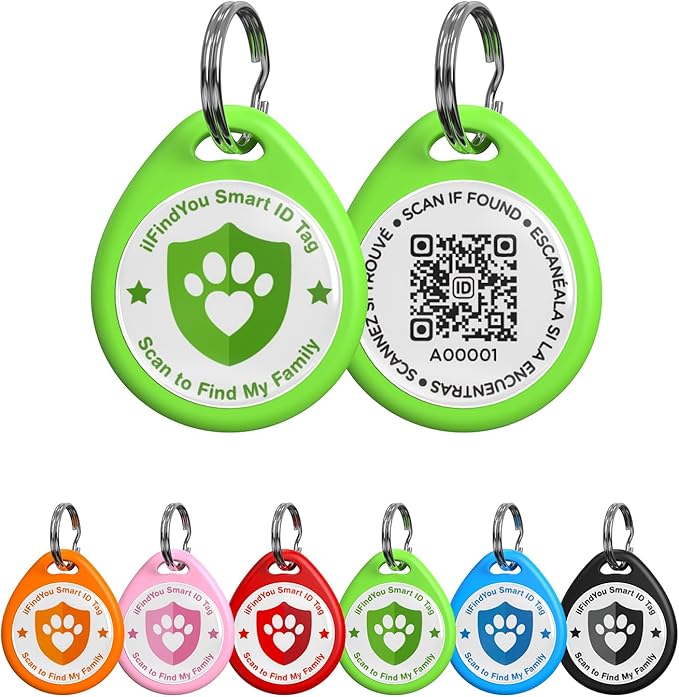 Cat Tags Personalized Small, QR Code Cat Name Tags for Kitten Collar, Scan Location Alerts, Green S