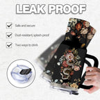 Goth Gifts for Women, 40 Oz Flower of Darkness Tumbler with Handle & Straw, Goth Water Bottle, Birthday Gift for Goths Lover Snake Lovers, Stainless Steel Goths Tumbler, Gifts for Fathers Day