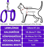 PUPTECK Adjustable Cat Harness and Leash Set Escape Proof Kitten Strap Collar for Walking Travel, Purple