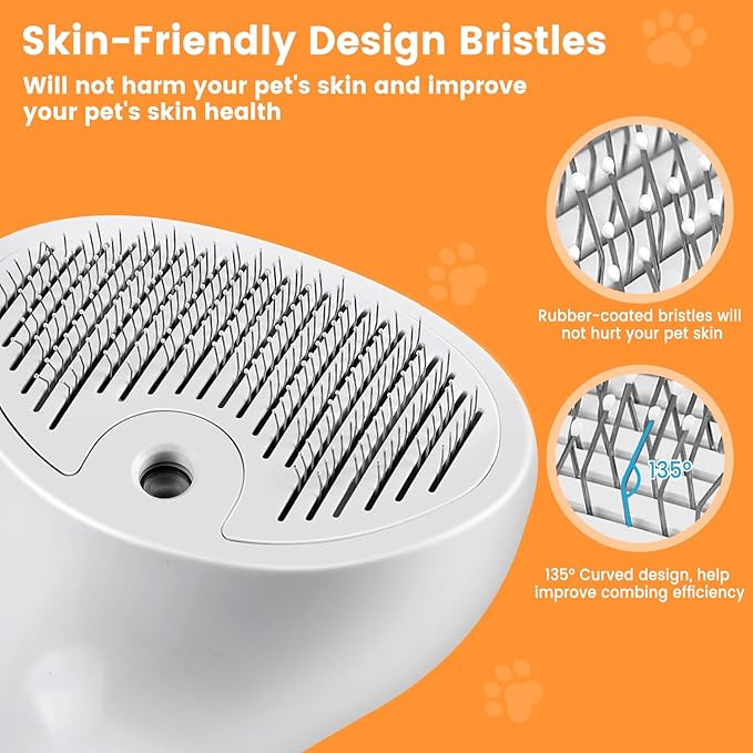 4 in 1 Cat Steam Brush, Rechargeable Pet Spray Hair Removal Comb, Self Cleaning Pet Brush for Indoor Long & Short Haired Pets, Cat Brushes for Shedding, Grooming, Cleaning and Massage