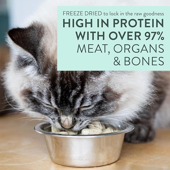 The New Zealand Natural Pet Food Co. Meow Freeze Dried Cat Food - Chicken & King Salmon Recipe, High Protein Cat Treats & Toppers, Dry Food,1.76oz