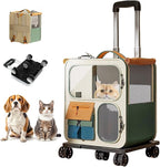 Cat Carrier with Wheels, Soft Rolling Pets Carrier Collapsible on Wheel Pet Handbag Cats Backpack, Dog Carriers up to 23 LBs Removable Cat Bag for Small Dogs Medium Cats Outing(NOT for TSA)