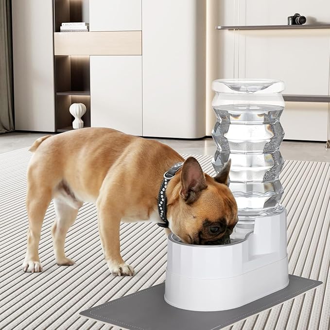 RIZZARI Large Water Dispenser for Dogs: 9L Automatic Stainless Steel Gravity Raised Pet Feeder for Pet Dogs Indoor/Outdoor