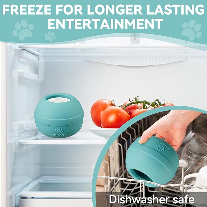 Long-Lasting Interactive Dog Lick Toy, Stuffable Dog Enrichment to Keep Dogs Busy, Wobbly Treat Dispensing Freezable Licking Toys, Food-Grade Safe (Teal Blue,S)