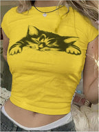 SOLY HUX Women's Y2k Crop Tops Kawaii Shirts Summer Graphic Short Sleeve T-Shirt Aesthetic Cropped Tees