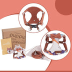 Puppytie No Pull xs Dog Harness with Multifunction Dog Leash,Soft Adjustable No Choke Escape Proof Pet Harness Vest,Suede Bow Brown,XXS