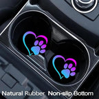 Car Coasters for Cup Holders,2 Pack Love Dog Paw Car Coasters,2.75" Universal Size Anti Slip Rubber Mat,Automotive Cup Holder Decal Decor Accessories,Dog Lovers Gifts for Women,Men,Mom