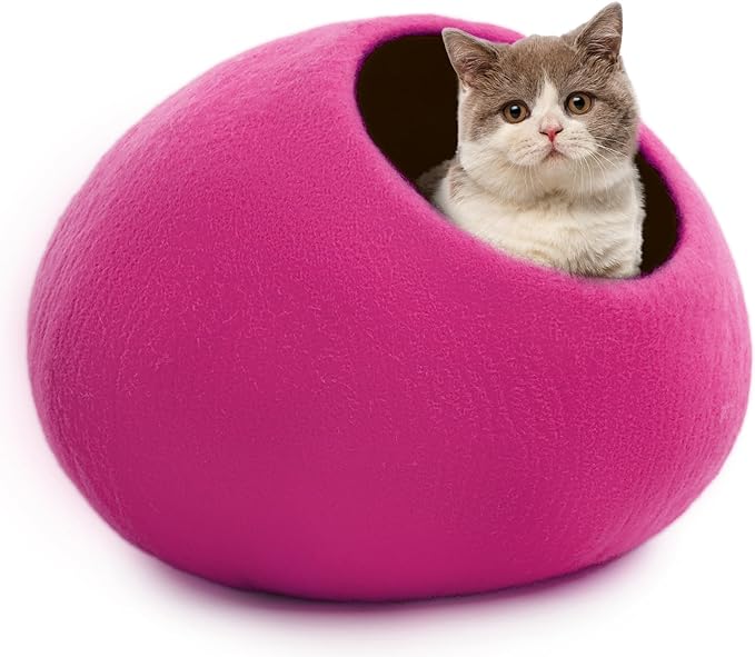 Woolygon Premium Wool Cat Cave Bed - Felt Cat Cave Handmade from 100% Merino Wool, Eco-Friendly Felt Cat Bed for Indoor Cats and Kittens