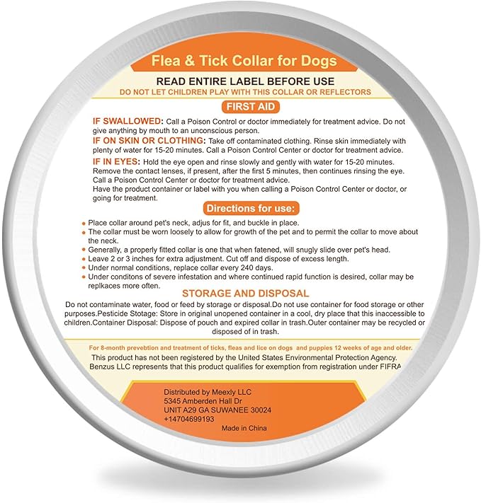 Flea Collars for Dogs, Dog Flea & Tick Control Flea Collar 8 Months Protection, Waterproof Dog Flea Collar, Flea Prevention for Dogs with Comb