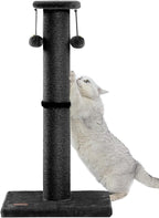 Kilodor 34Inch Tall Cat Scratching Post,4.3Inch Diameter Large Sisal Cat Scratch Post with Ball, Sturdy and Durable Cat Scratcher for Indoor Cats Adults Black