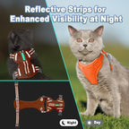 Cat Harness and Leash Set Escape Proof for Kitten Walking, Soft Adjustable Top Handle Vest Harnesses for Cats, Easy Control Breathable Reflective Small Medium Large, Orange, XS