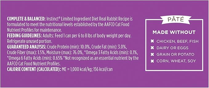Instinct Limited Ingredient Diet, Natural Wet Cat Food, Grain Free Recipe - Real Rabbit, 5.5 oz. Cans (Pack of 12)