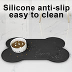 Dog Food Mat Anti-Slip Silicone Dog Bowl Mat Thicker Pet Placemat Waterproof Cat Feeder Pad with Raised Edge Puppy Kitten Feeding Mats Suitable Small Medium-Sized Dogs Cats Eating Tray