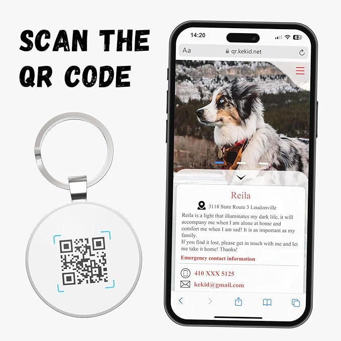 Personalized Dog Tags - Custom Dog Name Tags with QR Code for Instant Pet Location Alerts