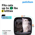 petisfam Soft Pet Carrier for Large and Medium Cats, 2 Kitties, Small Dogs. Easy to Get Cat in, Great for Cats That Don't Like Carriers (Blue)