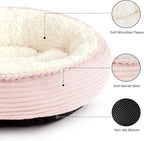 Love's cabin Round Donut Cat and Dog Cushion Bed, 25in Pet Bed for Small or Medium Dogs, Anti-Slip & Water-Resistant Bottom, Soft Durable Fabric Pet Beds, Washable Calming Cat Bed Pink Stripe