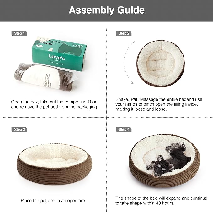 Love's cabin Round Donut Cat and Dog Cushion Bed, 25in Pet Bed for Small or Medium Dogs, Anti-Slip & Water-Resistant Bottom, Soft Durable Fabric Pet Beds, Washable Calming Cat Bed Brown Stripe