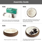 Love's cabin Round Donut Cat and Dog Cushion Bed, 25in Pet Bed for Small or Medium Dogs, Anti-Slip & Water-Resistant Bottom, Soft Durable Fabric Pet Beds, Washable Calming Cat Bed Brown Stripe