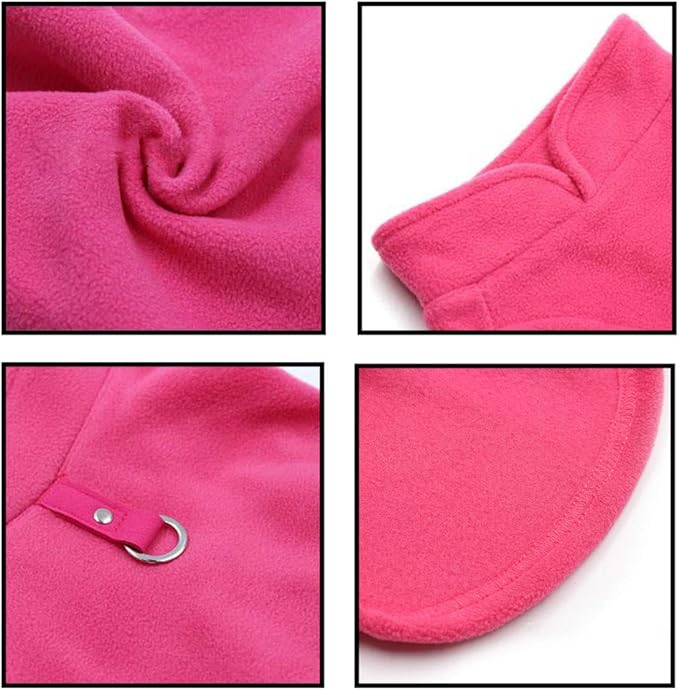 JACKO & CO - Fleece Vest Sweater with Leash Ring - Soft Lightweight Breathable for Puppies Small Medium Dogs, Kitten, Cats, Chihuahua - Warm for Fall/Autumn/Winter (Pink, Large 10-16lbs)