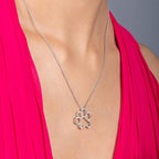 Jewelili Sterling Silver or Yellow Gold Plated Sterling Silver Dog Paw Pendant Necklace for Women | Treated Black or Natural White Round Diamonds | 18" Rolo Chain | Luxury Jewelry Gift for Her | Gift Box Included