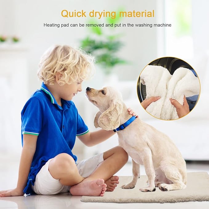 Pet Heating Pad,LED Real-Time Display of Heating Pad Temperature,Heaed Bed for Dogs Cats,Preset Temperature and time.with Includes Soft Washable Fleece Cover,17 "X 26"