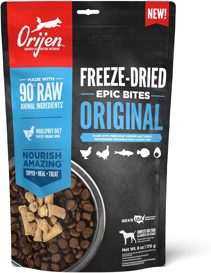 ORIJEN Epic Bites Freeze-Dried Dry Dog Food Original Recipe 6oz Bag