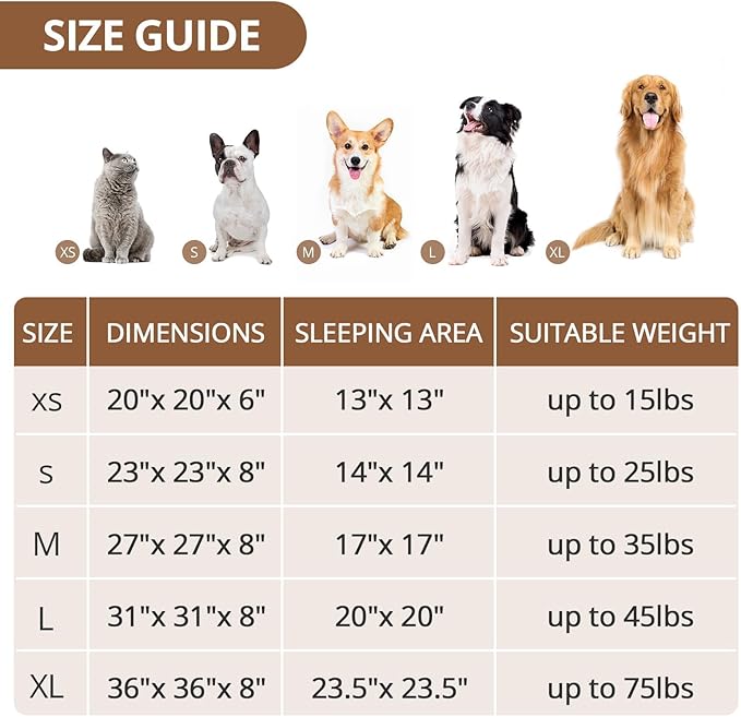 JOLLYVOGUE Medium Calming Dog Bed, Anti-Anxiety Donut Cuddler Cat Bed with Anti-Slip Bottom, Fluffy Faux Fur Machine Washable Pet Cushion for Medium Dog & Cat, 27"/Smoke Brown