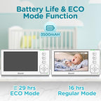 Blemil Baby Monitor with 2 Cameras and Audio, 4.3'' IPS Split-Screen Monitor with 29-Hour Battery, 1000ft Range Pan-Tilt-Zoom Video Baby Monitor No WiFi, 2X Zoom