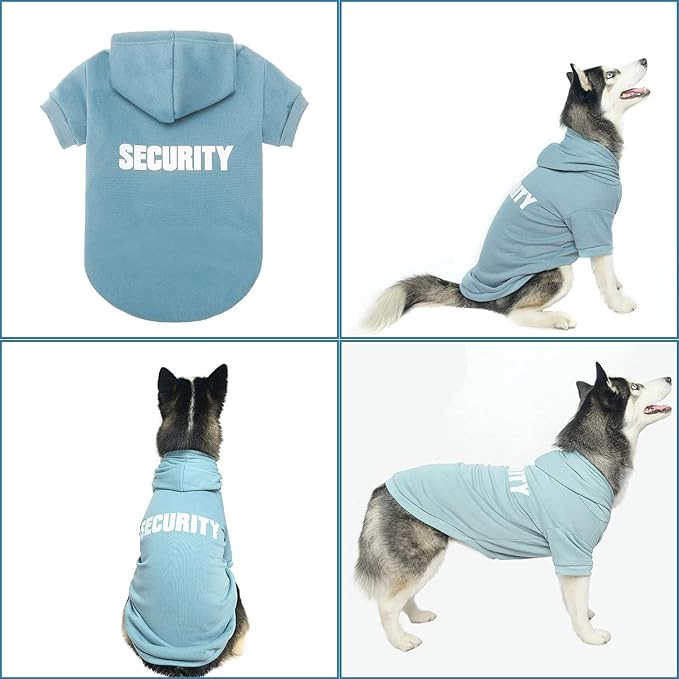 BINGPET Security Dog Hoodies Puppy Sweater Cold Weather Dog Coats Soft Brushed Fleece Pet Clothes Hooded Sweatshirt for Dog Cat