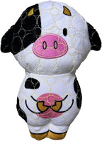 Bite Force -Durable & Strong Dog Toy Cow with Squeaker, Kevlar-Reinforced for Aggressive Chewers for Small Medium Large Dogs - White and Pink.