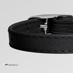 CollarDirect Leather Cat Collar, Cat Safety Collar with Elastic Strap, Kitten Strap with Bell Black Blue Red Orange Lime Green (6-7 Inch, Black)