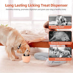 Dog Slow Feeder Lick Bowl, Non-Slip Dog Licking Treat Dispenser, Slow Feeder Bowls for Small Medium Large Breed Dogs, Anxiety Relief & Anti-Choking, BPA Free Silicone (Light Orange, 1.6 Cup)