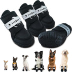 Dog Shoes for Small, Medium and Large Dogs - Waterproof for Rainy Days, Fit for Winter Snow and Hot Summer Roads, with Anti-Slip Soles for Indoor Hard Floors (Black, Size 4)