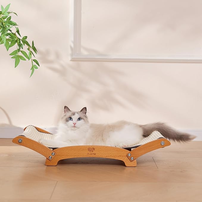 Extra-Larger Sisal Cat Scratcher Bed, Durable Cat Scratching Post with Hammock for Indoor Cats Lounger & Sleep & Scratch, Natural Sisal Cat Scratch Pad, Sturdy Solid Wood Frame (Upgraded Extra-Larger)