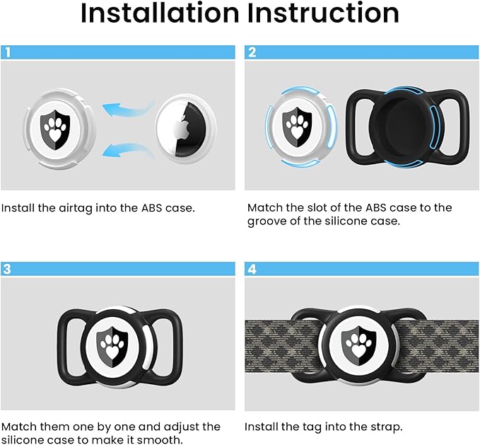 2 Pack Waterproof AirTag Dog Collar Holder for Apple Tracker Rose Red&Blue