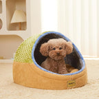 Jiupety Cat Beds for Indoor Cats, Cat Cave Bed and Kitten Bed, Hideway Cat House for Cat & Small Dog with Anti-Slip Bottom, Washable Removable Cushion, L(19"x17"x16"), Green.